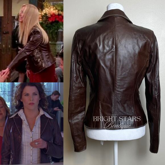 Rare Embroidered Leather Blazer Jacket ASO Lorelai Gilmore Phoebe Buffay Friends - Picture 2 of 11